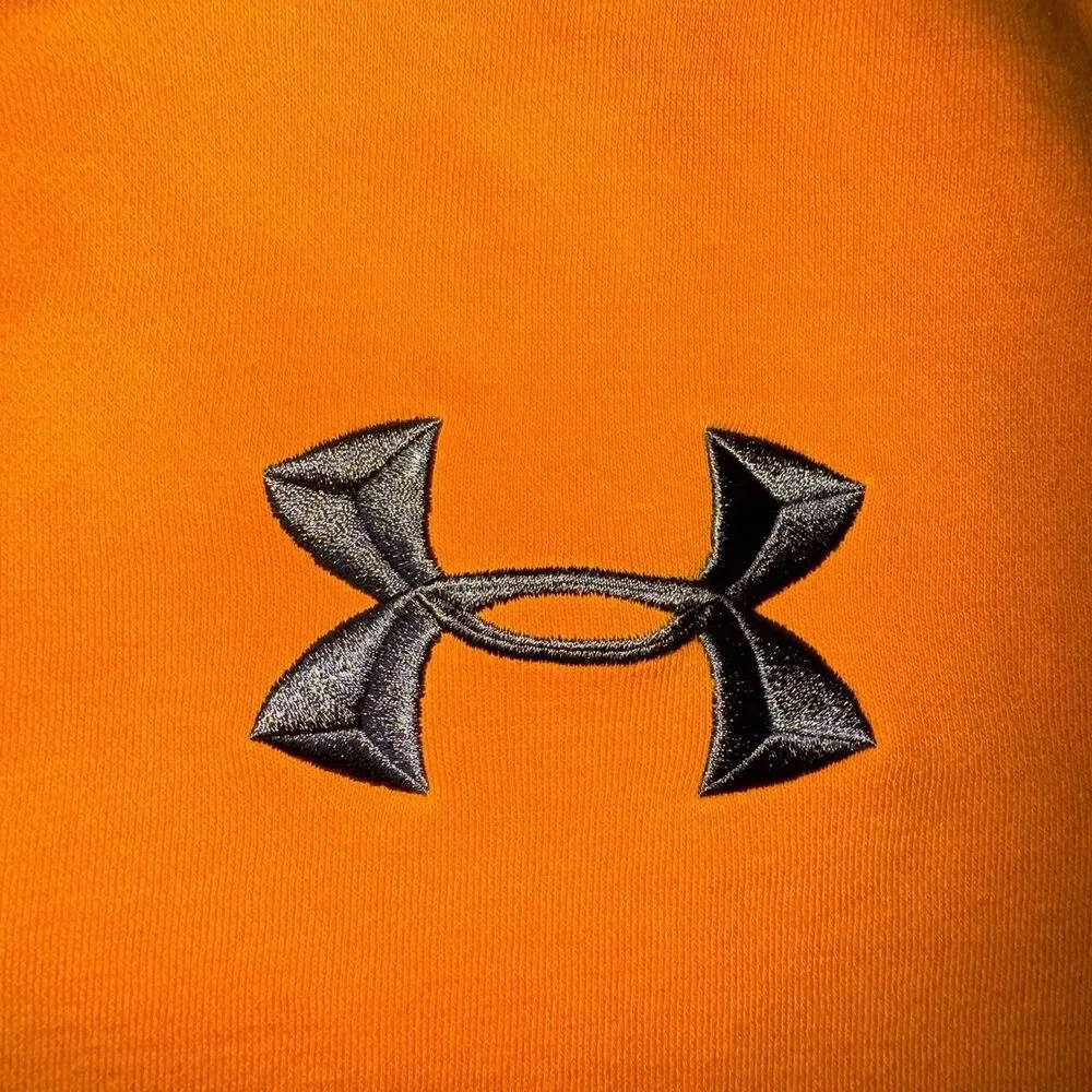 Mens Under Armour UA Storm Size Med Orange Loose Fit Pullover Hoodie Sweatshirt
